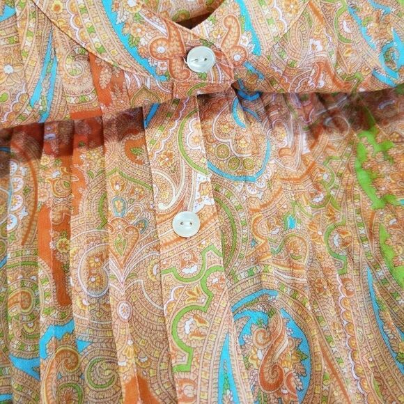 Tommy Bahama, Orange Paisley-Print Pleated Shirt - Picture 4 of 7